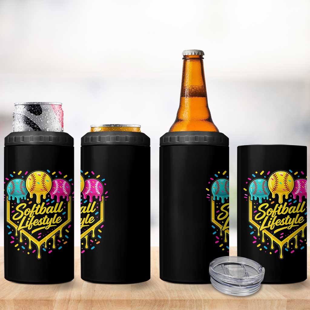 Softball Drip 4 in 1 Can Cooler Tumbler Ice Cream Sprinkles Softball Life Style