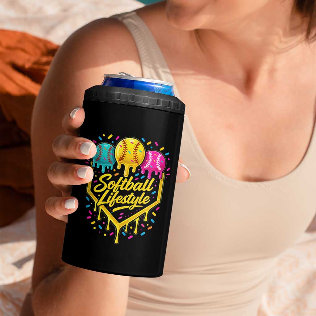 Softball Drip 4 in 1 Can Cooler Tumbler Ice Cream Sprinkles Softball Life Style