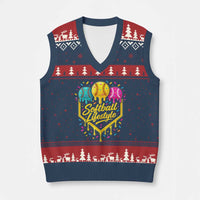 Softball Drip V-Neck Knit Sweater Vest Ice Cream Sprinkles Softball Life Style