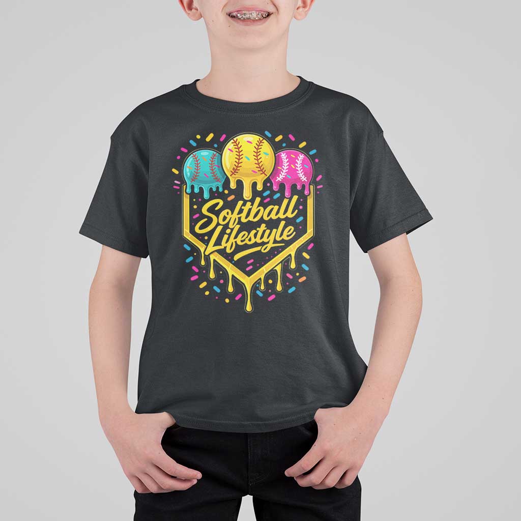 Softball Drip T Shirt For Kid Ice Cream Sprinkles Softball Life Style