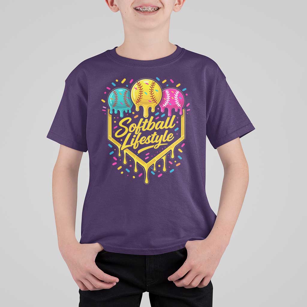 Softball Drip T Shirt For Kid Ice Cream Sprinkles Softball Life Style