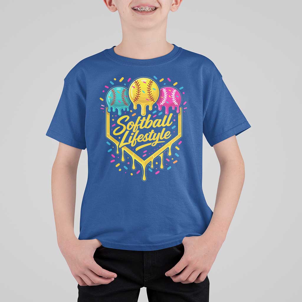 Softball Drip T Shirt For Kid Ice Cream Sprinkles Softball Life Style