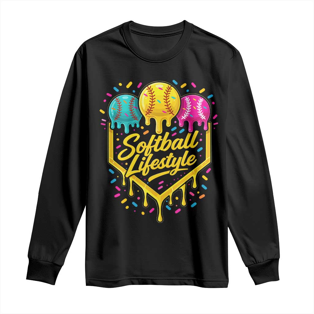 Softball Drip Long Sleeve Shirt Ice Cream Sprinkles Softball Life Style
