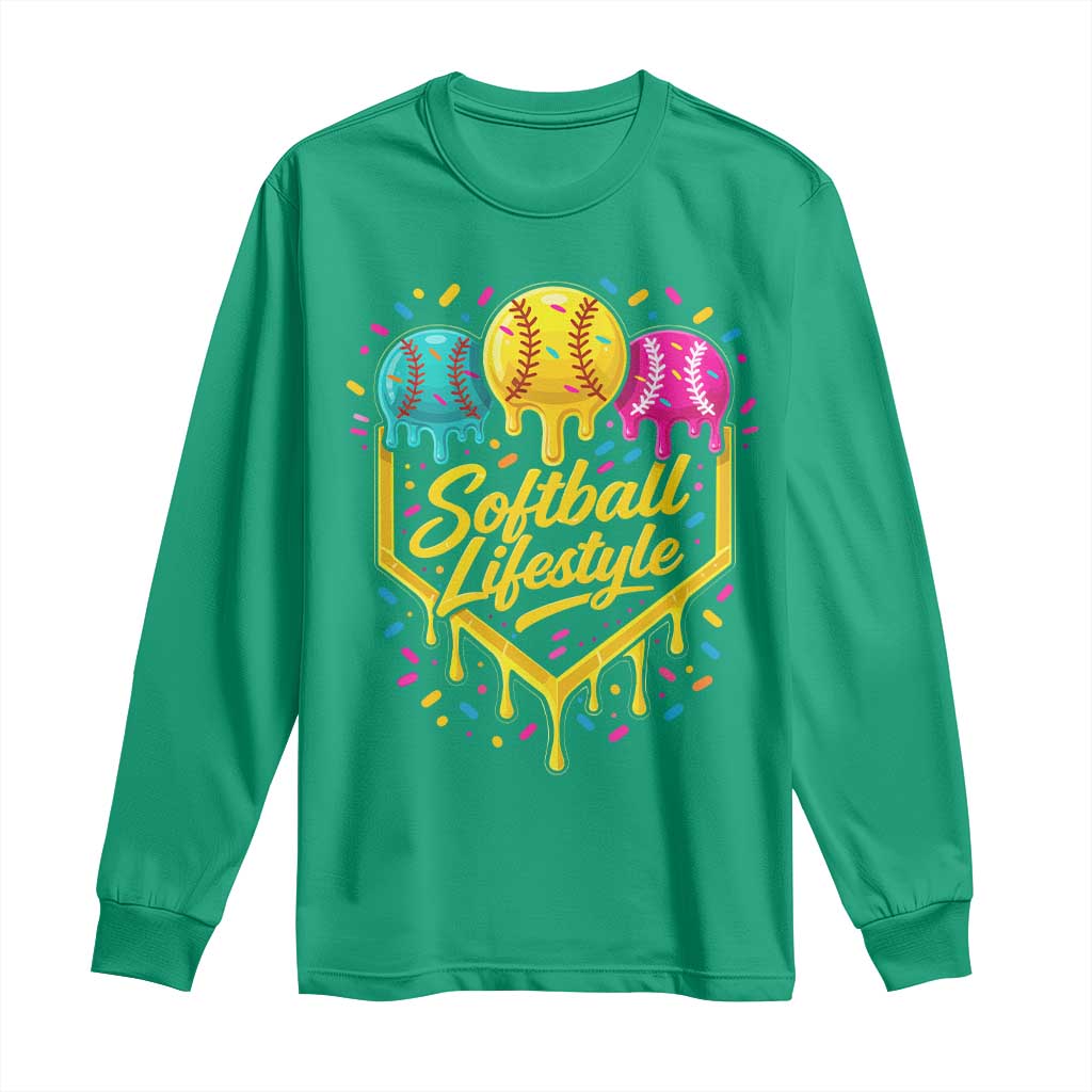 Softball Drip Long Sleeve Shirt Ice Cream Sprinkles Softball Life Style