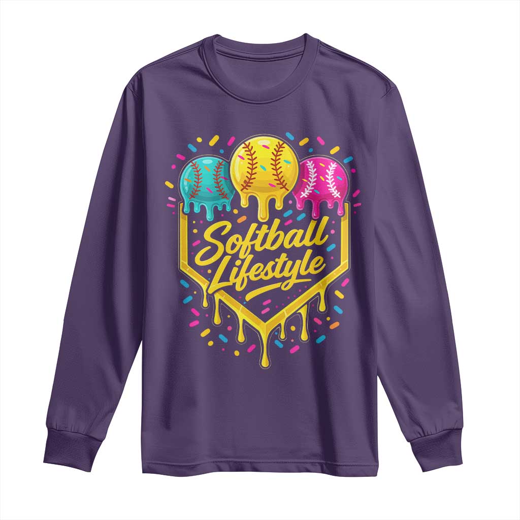 Softball Drip Long Sleeve Shirt Ice Cream Sprinkles Softball Life Style
