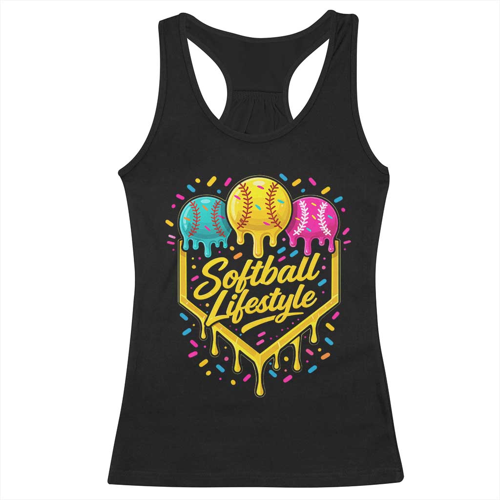 Softball Drip Racerback Tank Top Ice Cream Sprinkles Softball Life Style