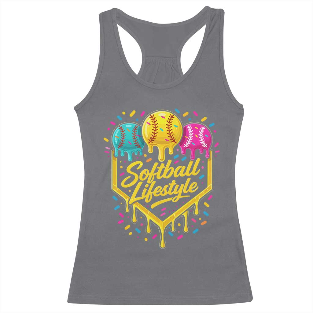Softball Drip Racerback Tank Top Ice Cream Sprinkles Softball Life Style