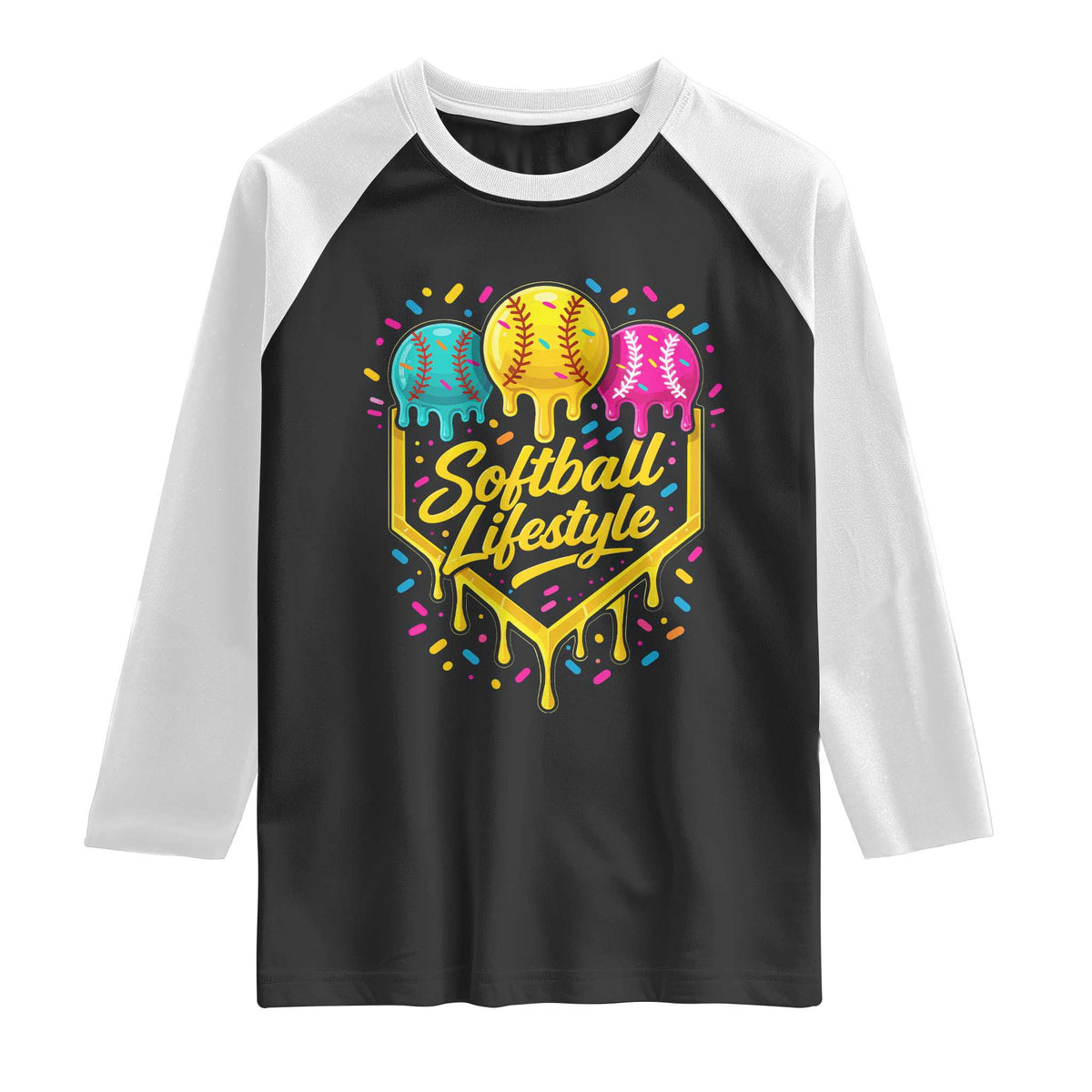 Softball Drip Raglan Shirt Ice Cream Sprinkles Softball Life Style