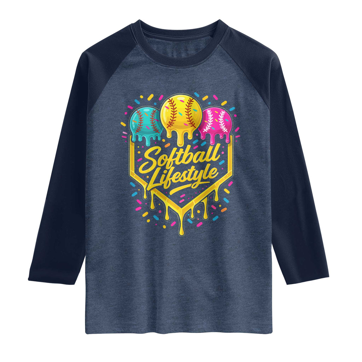 Softball Drip Raglan Shirt Ice Cream Sprinkles Softball Life Style