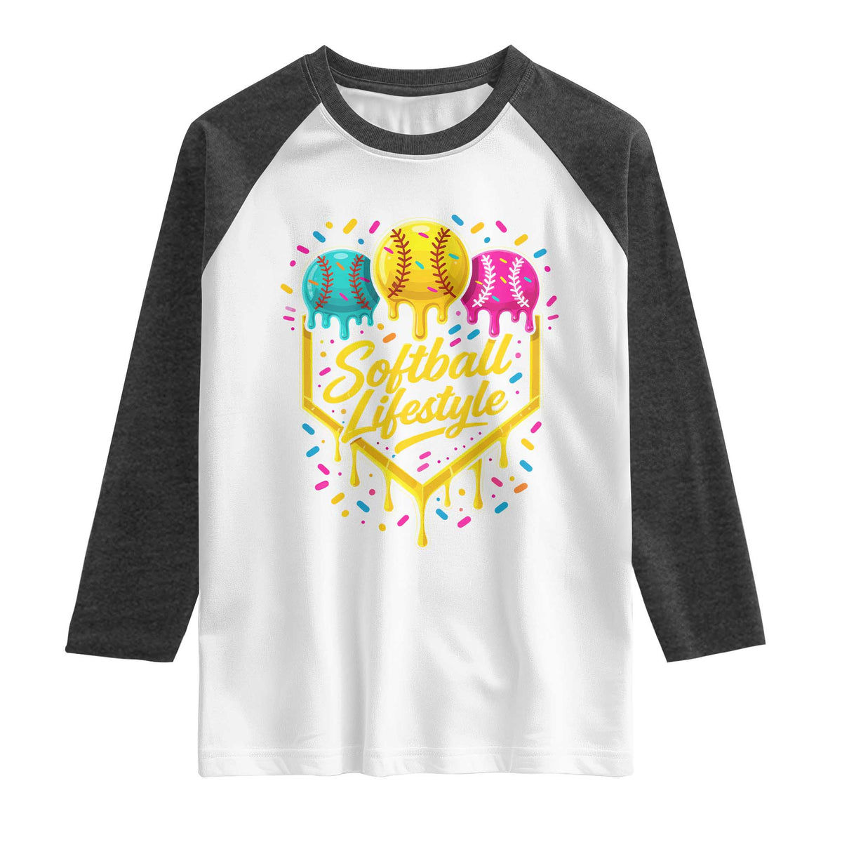 Softball Drip Raglan Shirt Ice Cream Sprinkles Softball Life Style