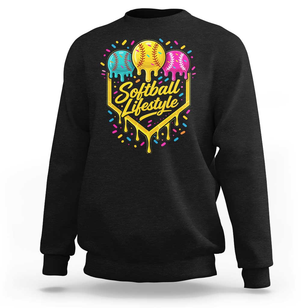 Softball Drip Sweatshirt Ice Cream Sprinkles Softball Life Style