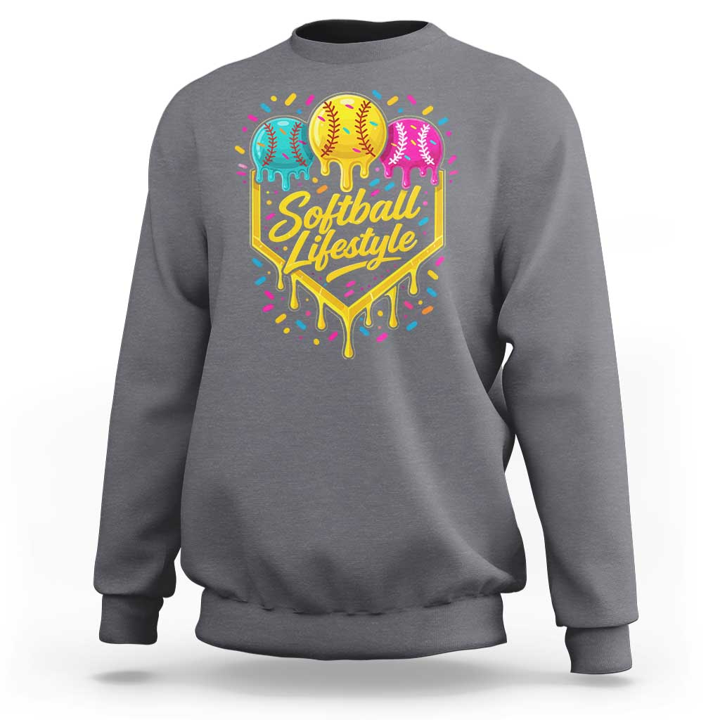 Softball Drip Sweatshirt Ice Cream Sprinkles Softball Life Style