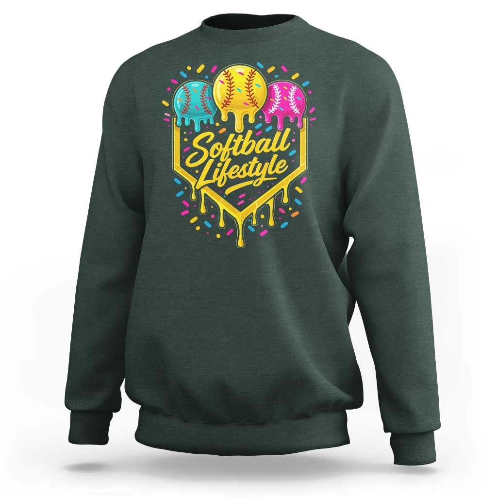 Softball Drip Sweatshirt Ice Cream Sprinkles Softball Life Style