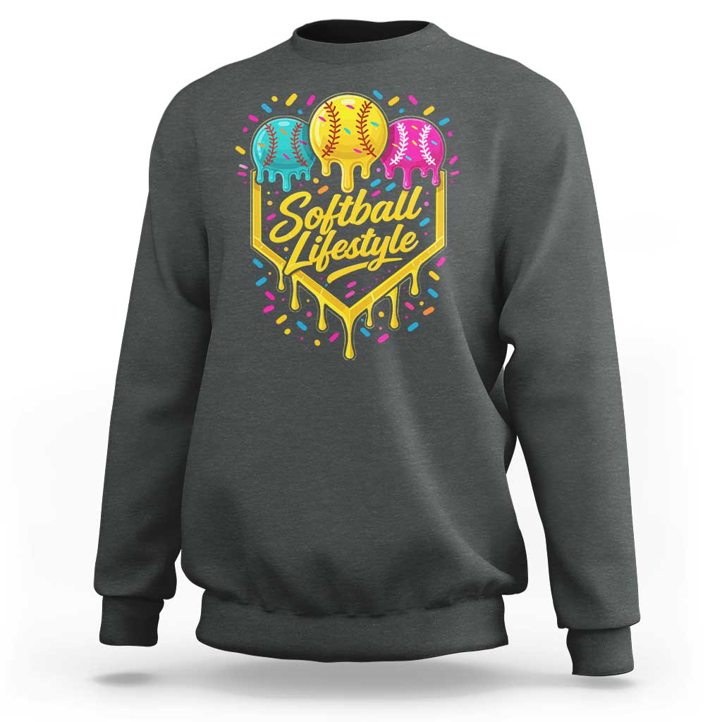 Softball Drip Sweatshirt Ice Cream Sprinkles Softball Life Style