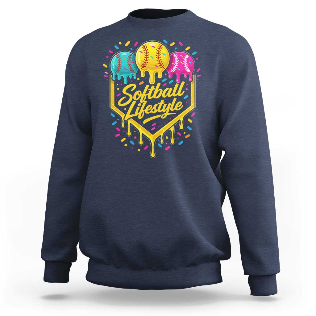 Softball Drip Sweatshirt Ice Cream Sprinkles Softball Life Style