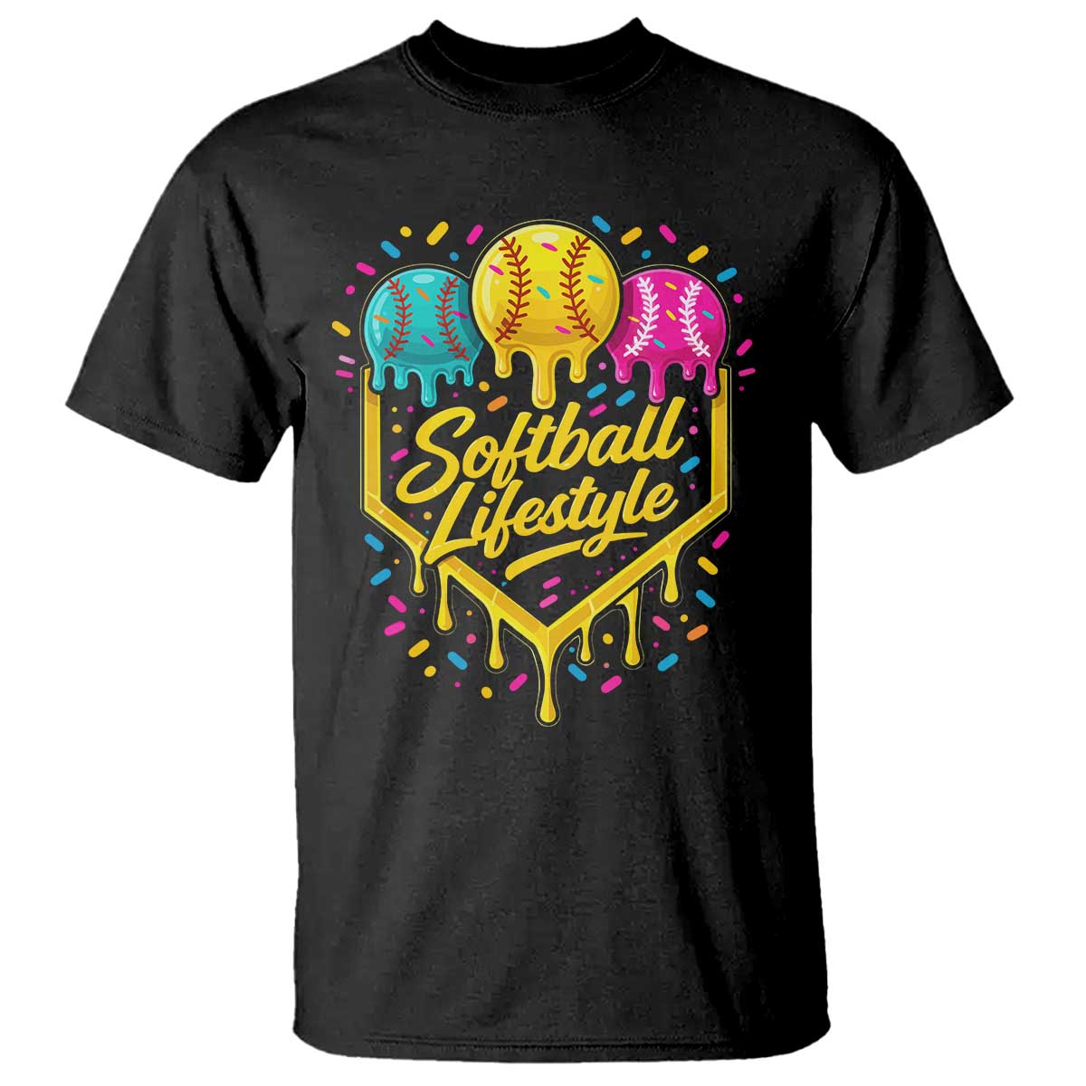 Softball Drip T Shirt Ice Cream Sprinkles Softball Life Style