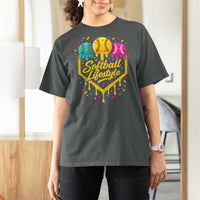 Softball Drip T Shirt For Women Ice Cream Sprinkles Softball Life Style