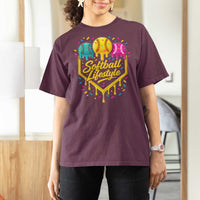Softball Drip T Shirt For Women Ice Cream Sprinkles Softball Life Style