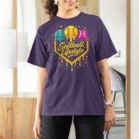 Softball Drip T Shirt For Women Ice Cream Sprinkles Softball Life Style