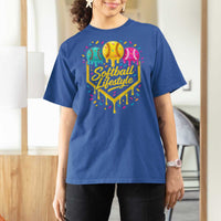 Softball Drip T Shirt For Women Ice Cream Sprinkles Softball Life Style
