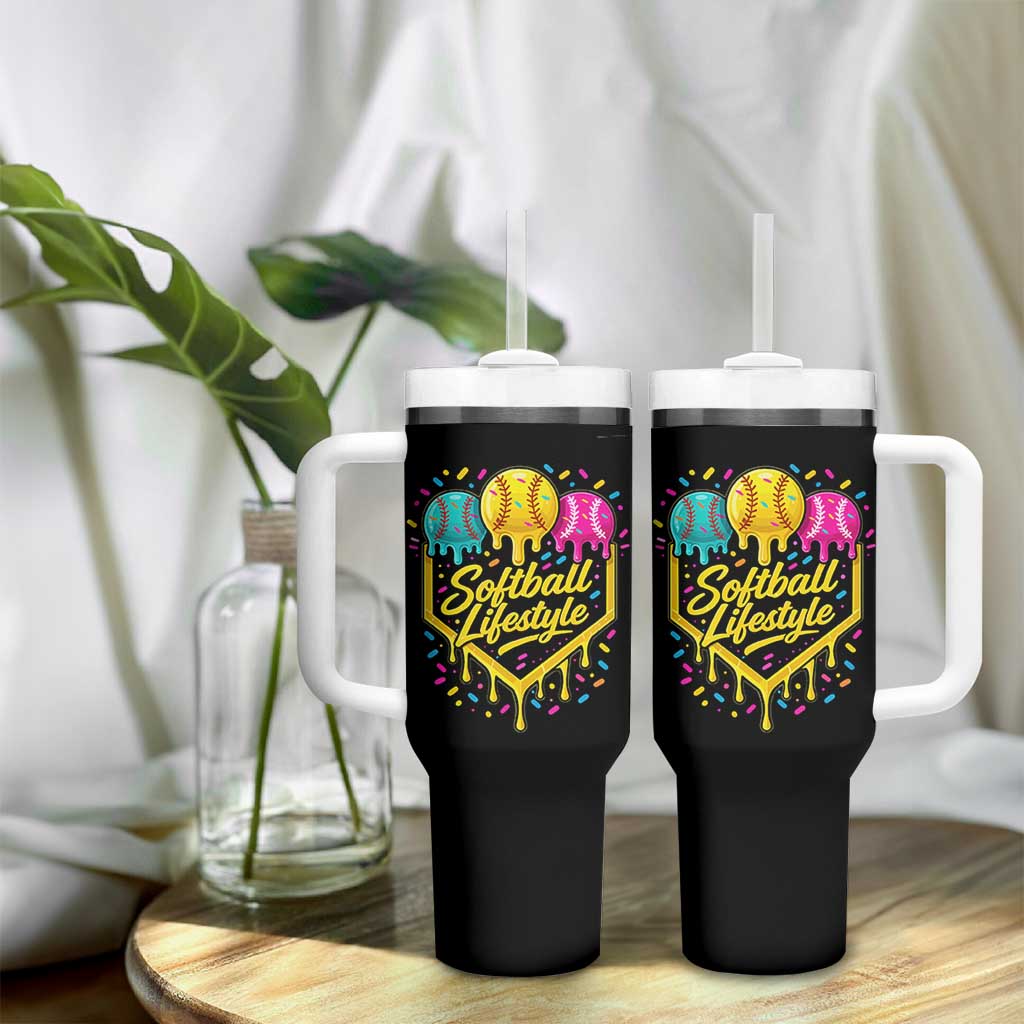 Softball Drip Tumbler With Handle Ice Cream Sprinkles Softball Life Style