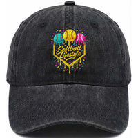 Softball Drip Washed Cotton Baseball Cap Ice Cream Sprinkles Softball Life Style