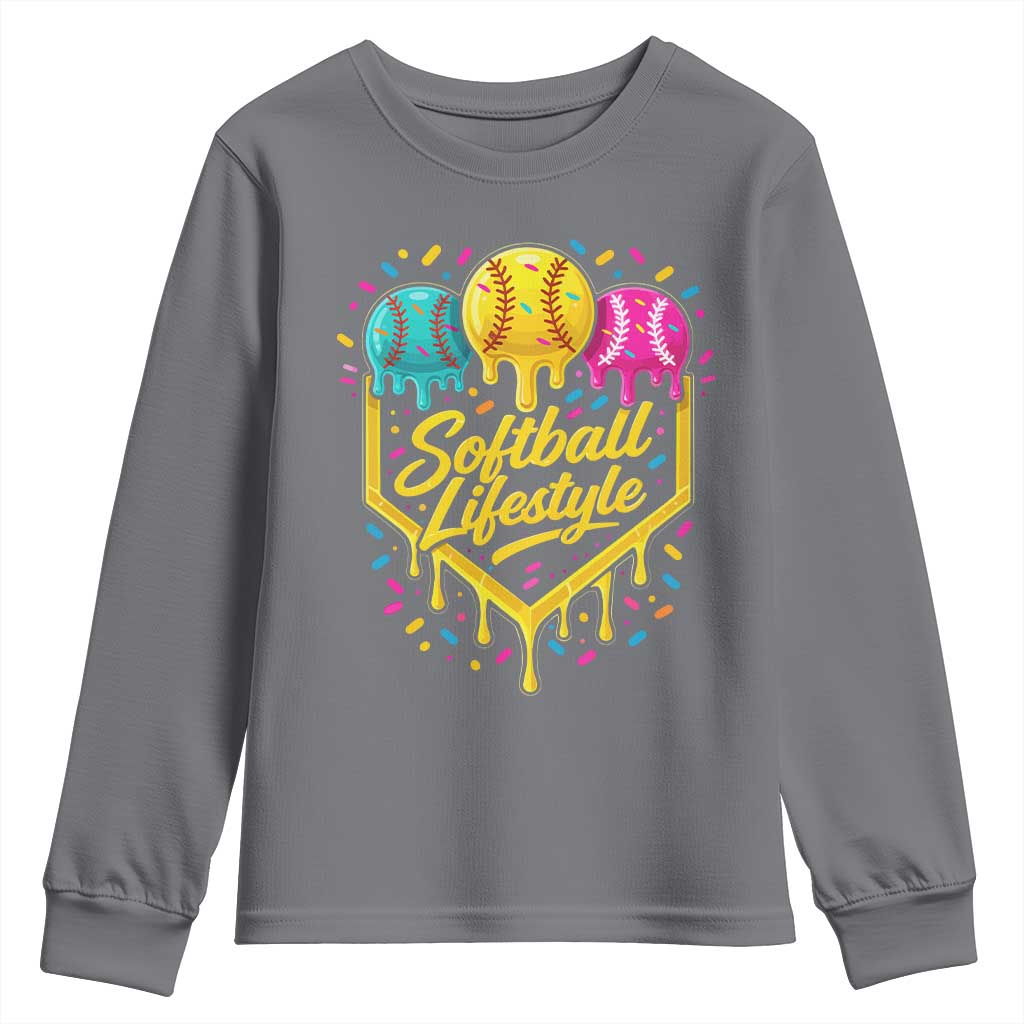 Softball Drip Youth Sweatshirt Ice Cream Sprinkles Softball Life Style