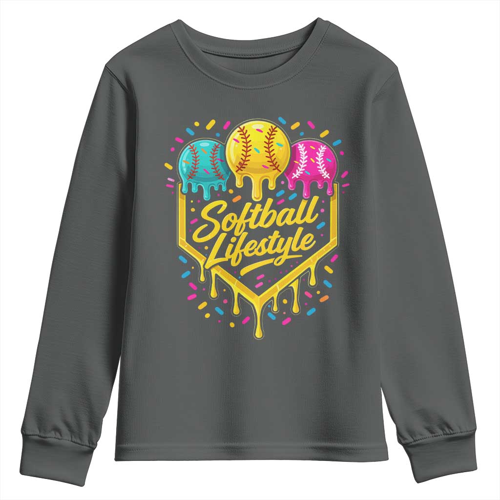 Softball Drip Youth Sweatshirt Ice Cream Sprinkles Softball Life Style