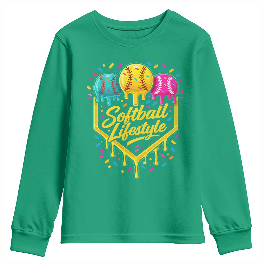 Softball Drip Youth Sweatshirt Ice Cream Sprinkles Softball Life Style