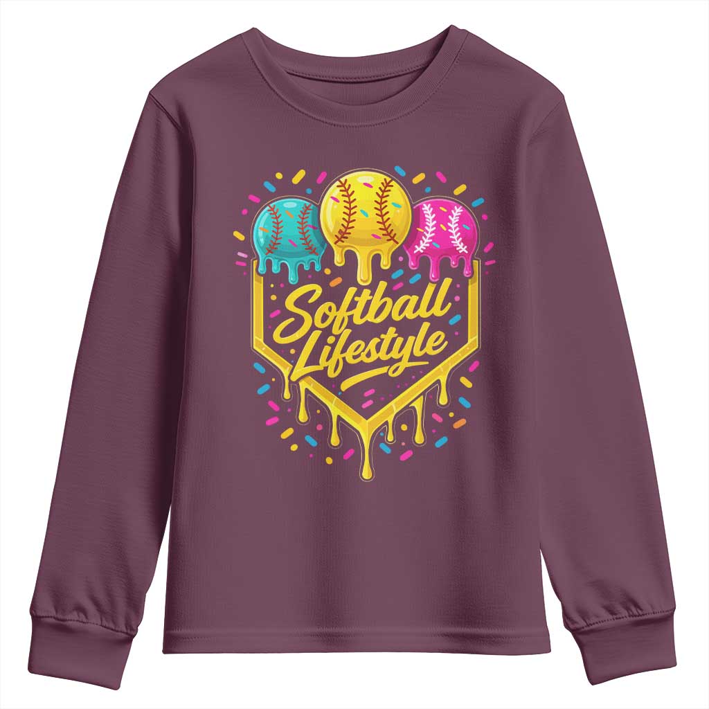 Softball Drip Youth Sweatshirt Ice Cream Sprinkles Softball Life Style