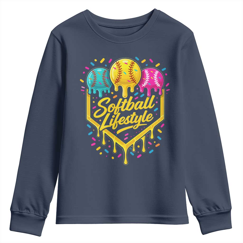 Softball Drip Youth Sweatshirt Ice Cream Sprinkles Softball Life Style