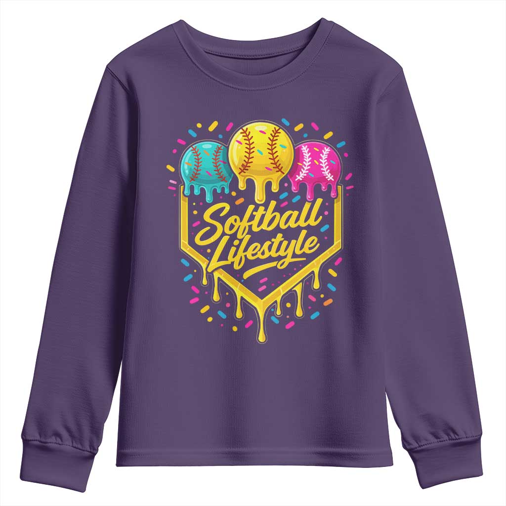 Softball Drip Youth Sweatshirt Ice Cream Sprinkles Softball Life Style