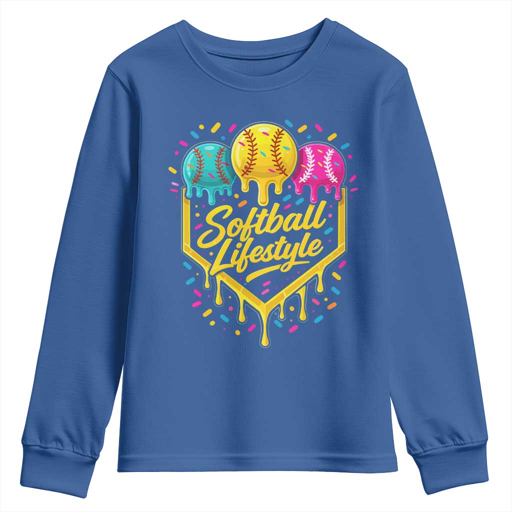 Softball Drip Youth Sweatshirt Ice Cream Sprinkles Softball Life Style