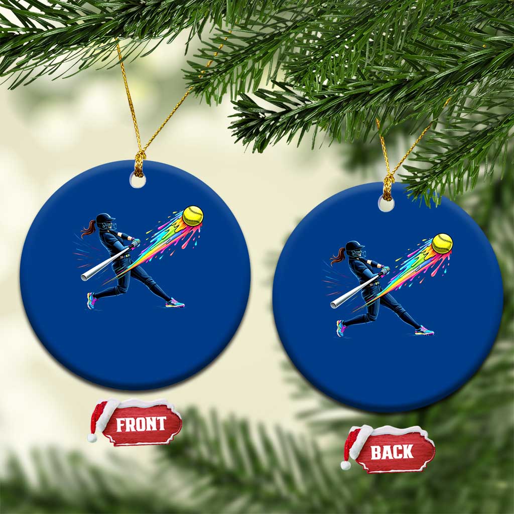 Softball Player Drip Ceramic Ornament