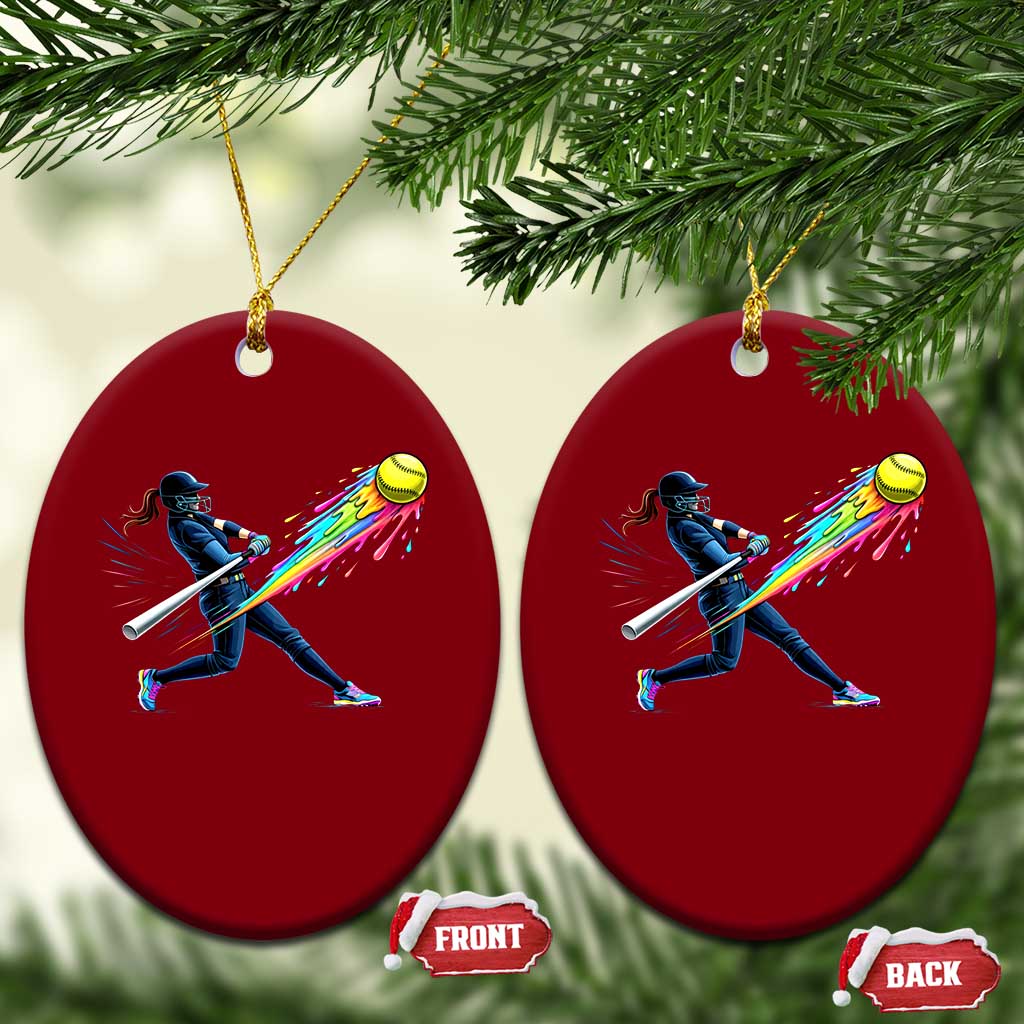 Softball Player Drip Ceramic Ornament