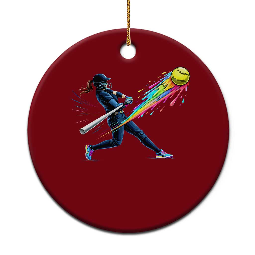 Softball Player Drip Ceramic Ornament