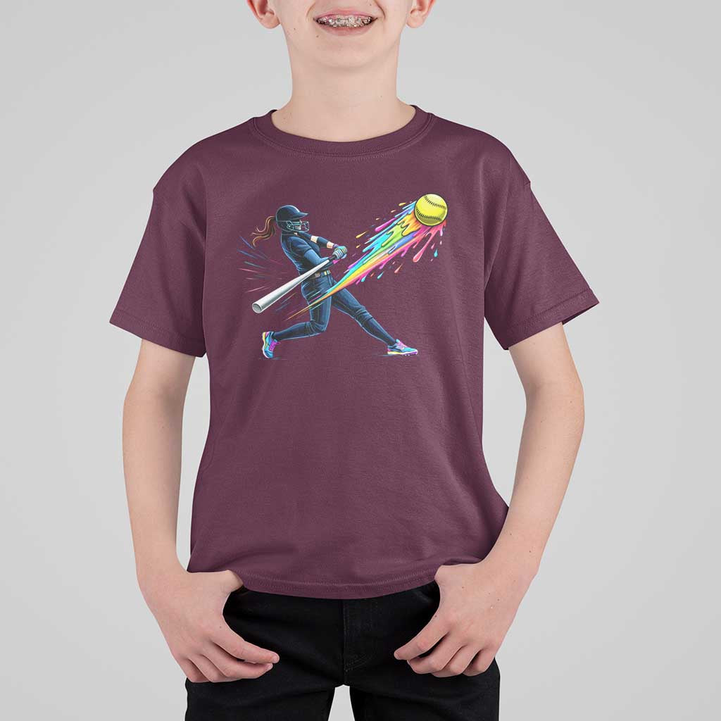 Softball Player Drip T Shirt For Kid