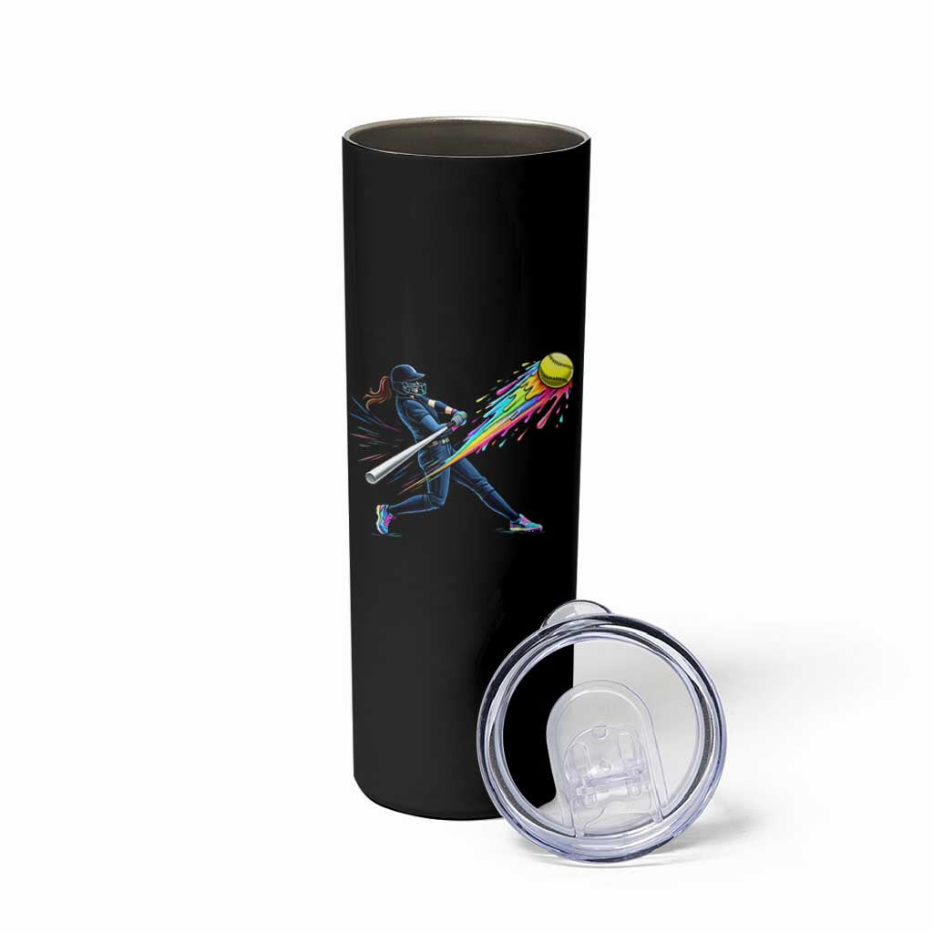 Softball Player Drip Skinny Tumbler