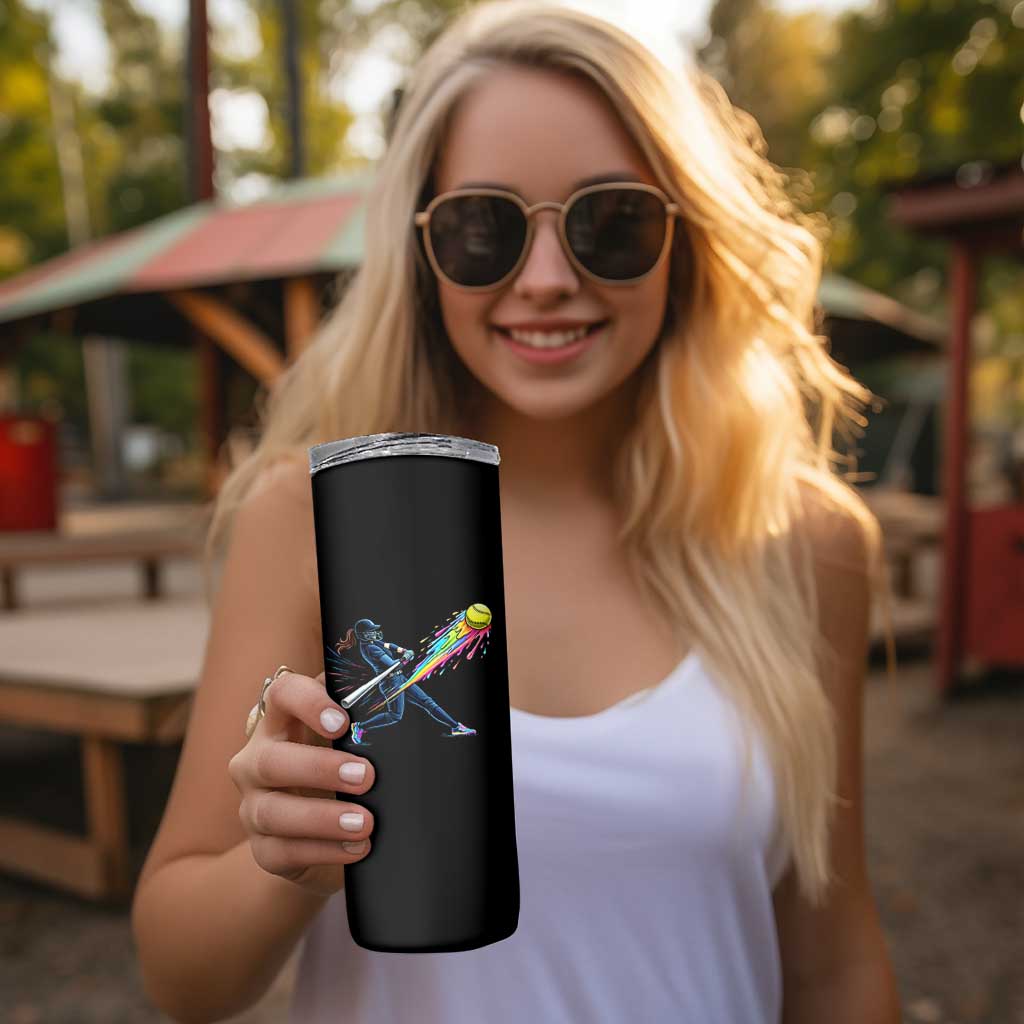 Softball Player Drip Skinny Tumbler