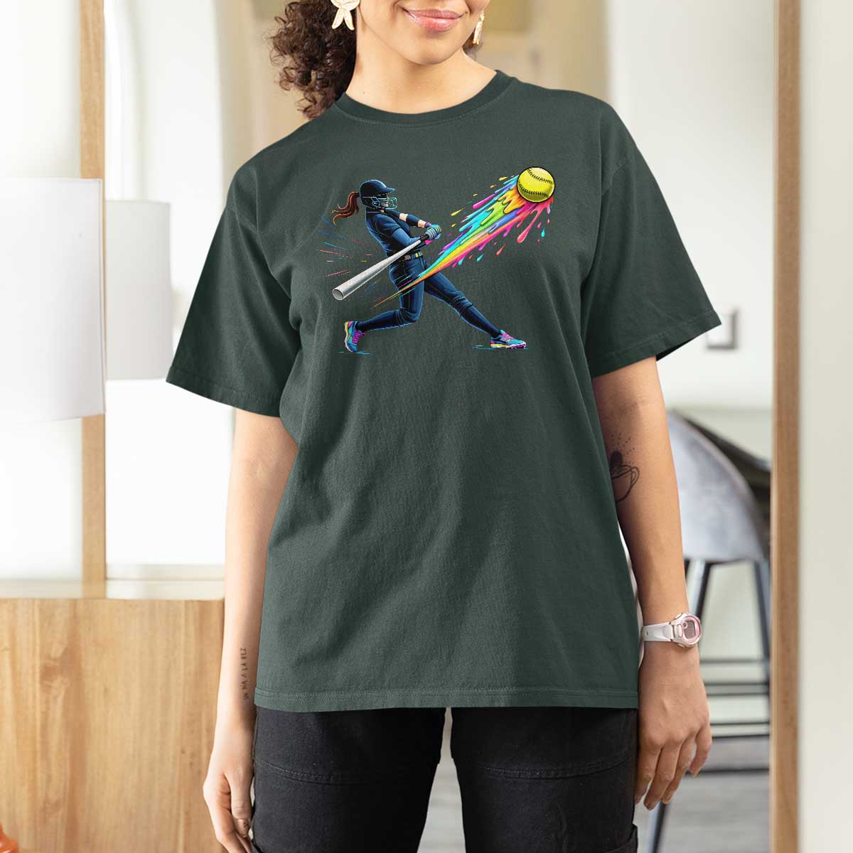 Softball Player Drip T Shirt For Women