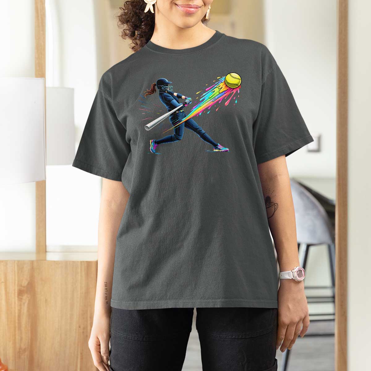 Softball Player Drip T Shirt For Women
