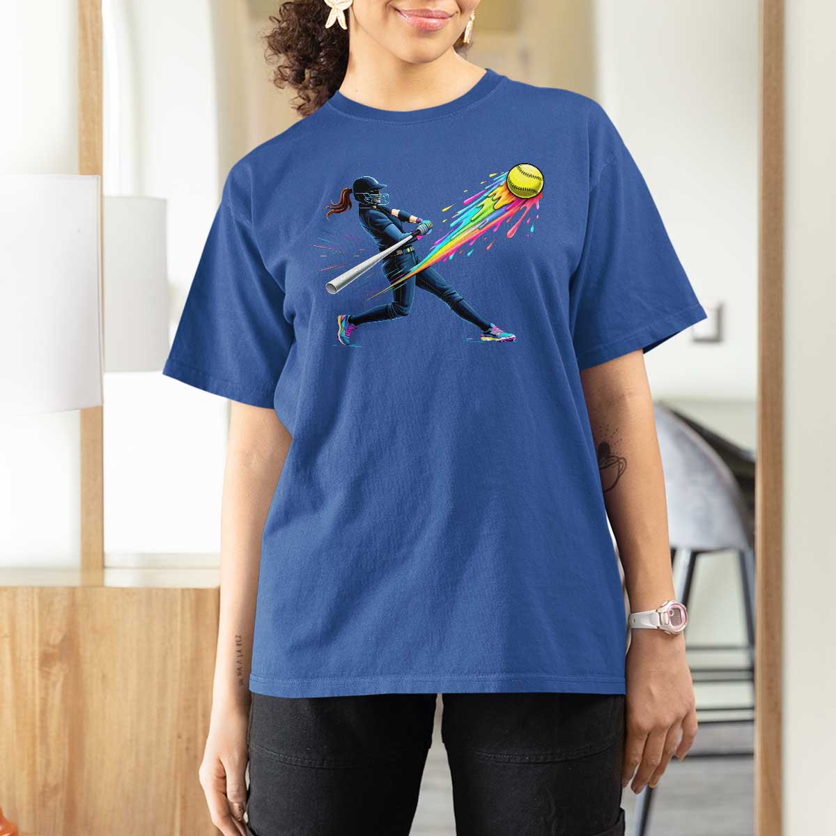 Softball Player Drip T Shirt For Women