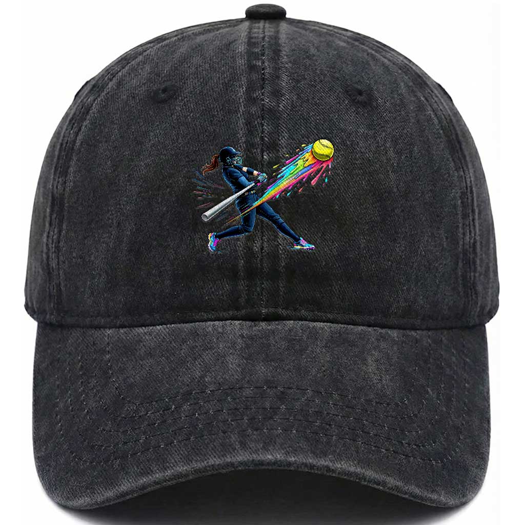 Softball Player Drip Washed Cotton Baseball Cap