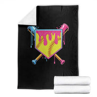 Softball Drip Throw Blanket Ice Cream Drip Youth Girls Softball Sport