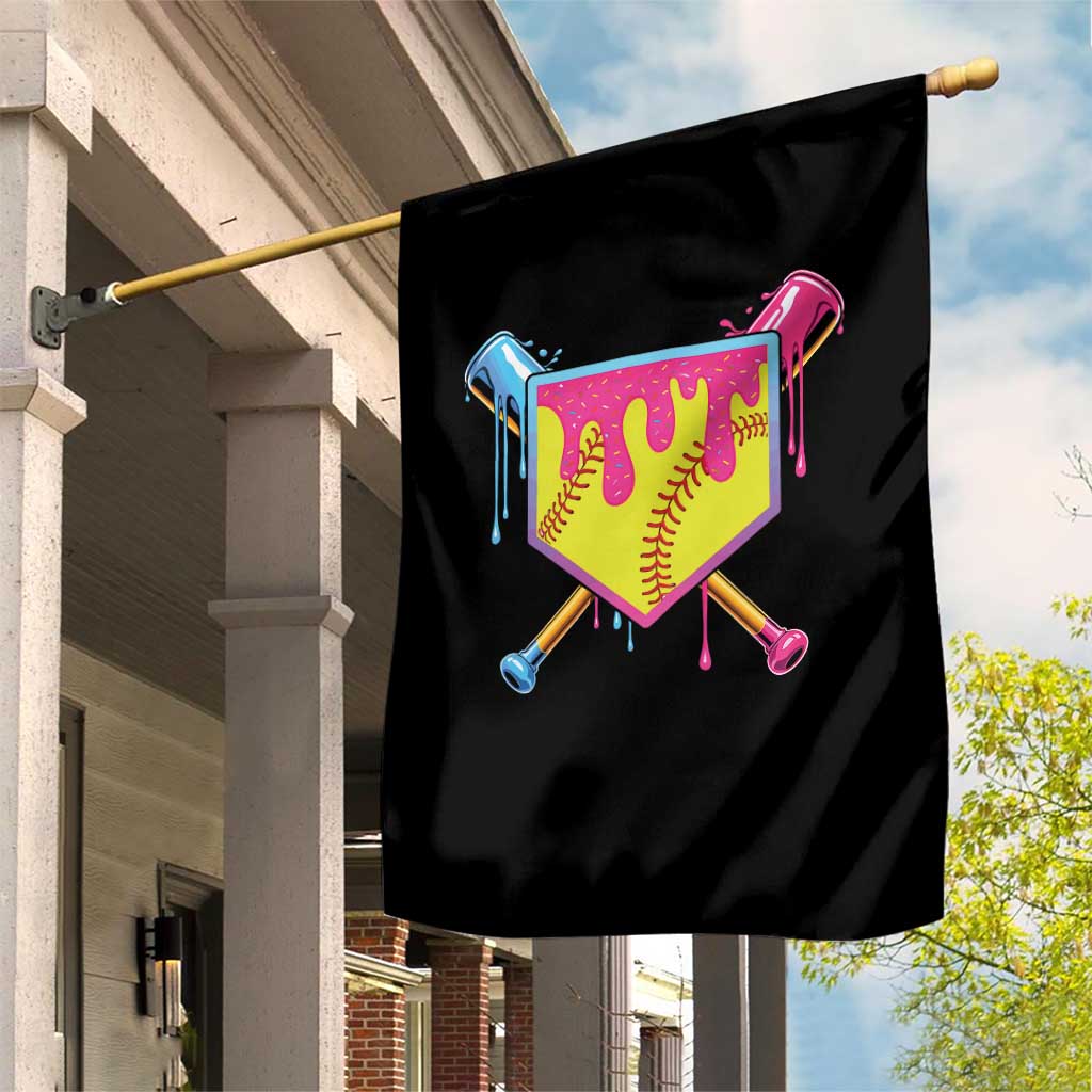Softball Drip Garden Flag Ice Cream Drip Youth Girls Softball Sport