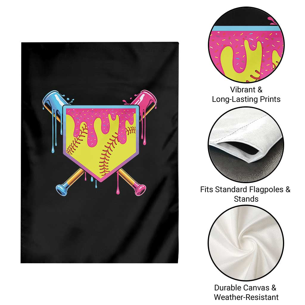 Softball Drip Garden Flag Ice Cream Drip Youth Girls Softball Sport