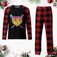 Softball Drip Plaid Pajama Set Ice Cream Drip Youth Girls Softball Sport