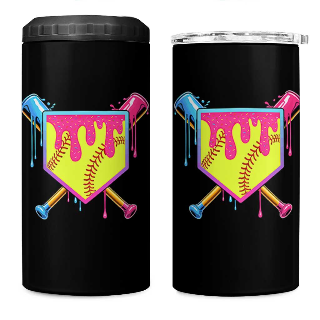 Softball Drip 4 in 1 Can Cooler Tumbler Ice Cream Drip Youth Girls Softball Sport