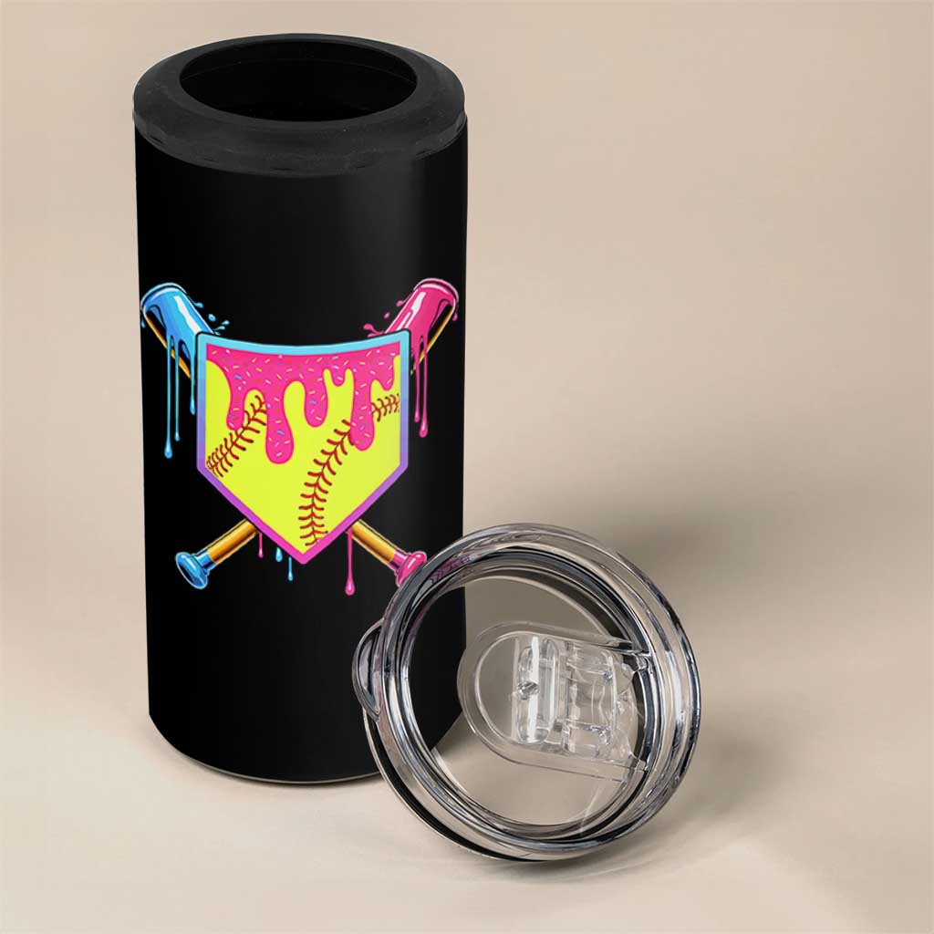 Softball Drip 4 in 1 Can Cooler Tumbler Ice Cream Drip Youth Girls Softball Sport