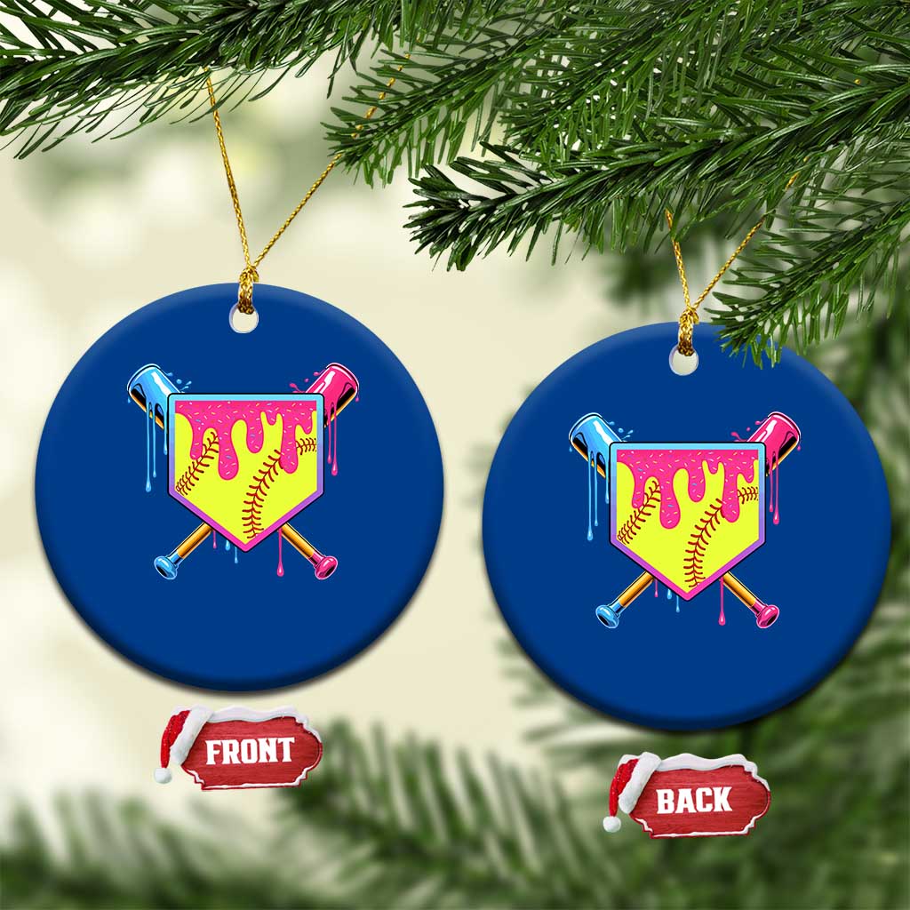 Softball Drip Ceramic Ornament Ice Cream Drip Youth Girls Softball Sport